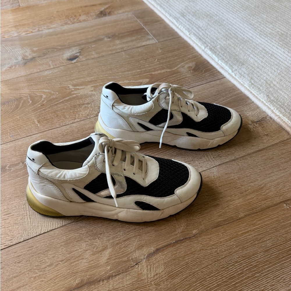Women’s White and Black Lace-Up Sneakers